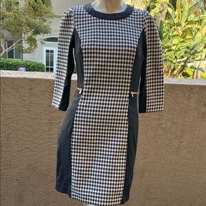 H&M Black and White Houndstooth Midi Dress